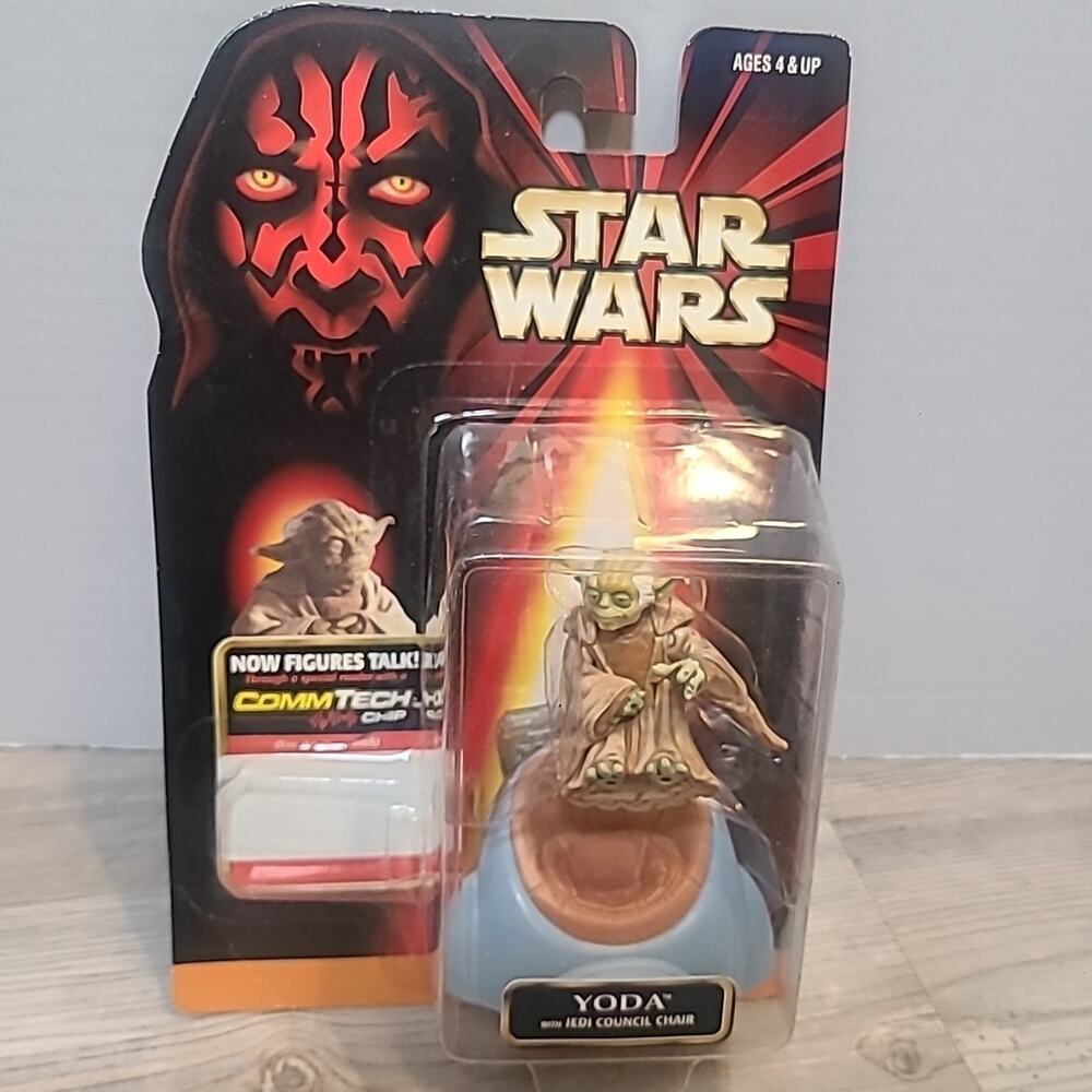 New Star Wars Episode 1 Yoda Jedi Council Chair Hasbro 1998 Commtech Chip